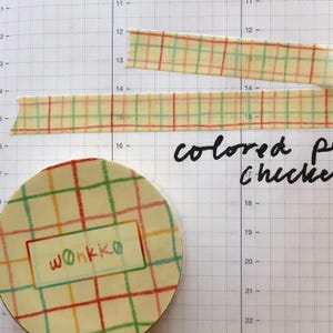 Kidcore Handgezeichnetes kariertes Washi Tape | dünnes Washi Klebeband mit Symbolen | heisei schlicht gemustert | w0nkk0