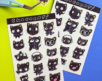 Chocolate Cat Sticker Sheet: Waterproof Planner Stickers
