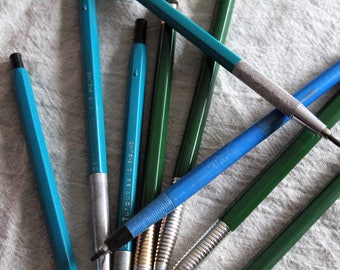 Vintage Lead Holders - Clutch Pencils - Staedtler, Berol Turquoise, Eagle, Faber-Castell, Antique Art Supplies, Drawing, Drafting