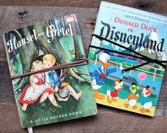 Golden Book Watercolor Sketchbooks with Vintage Children's Book Cover Disneyland Donald Duck Hansel Gretel Antique Artist Gift Sketchbook Co