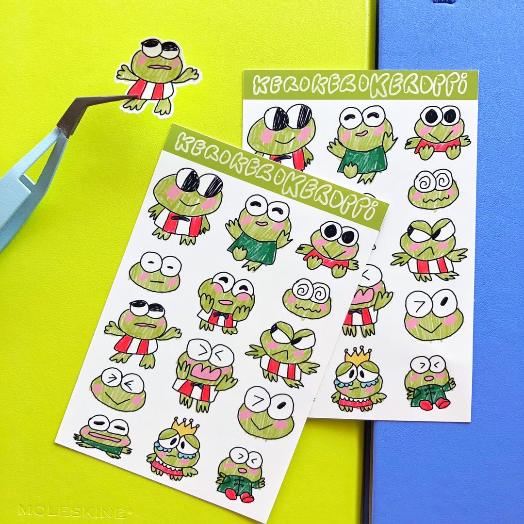 Kawaii Frog Sticker Sheet: Waterproof Planner Stickers - Etsy