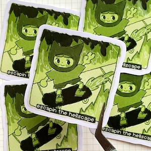 Escapin the Hellscape | Kawaii Retro Video Game Inspired Die Cut Vinyl Stickers | w0nkk0