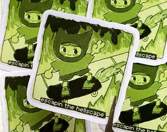 Escapin the Hellscape | Kawaii Retro Video Game Inspired Die Cut Vinyl Stickers | w0nkk0
