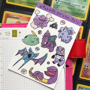 Pocket Pals Scribbles! | Poison Type! | Sticker Sheet | FREE SHIPPING! | Weatherproof Paper Planner Stickers | w0nkk0