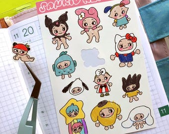 Arkusz naklejek Kawaii Kitty Kewpie: Wodoodporne naklejki do planera