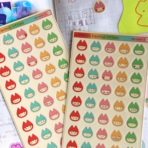 Kaomoji Kitty Cat Emotion Stickers | Emoji Icon Stickers | FREE SHIPPING! | Weatherproof Glossy Planner Sticker Sheet | w0nkk0