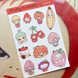 Fruity Trinkets Stickers | Kawaii Heisei Juminocore Fruitcore | Sticker Sheet | FREE SHIPPING! |  Deco Planner Stickers | w0nkk0