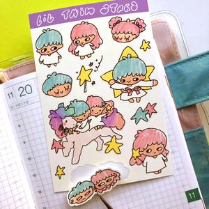 Celestial Twins Sticker Sheet: Weatherproof Planner Stickers
