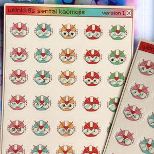 Kaomoji Sentai Emotion Stickers | Emoji Icon Stickers | FREE SHIPPING! | Weatherproof Glossy Planner Sticker Sheet | w0nkk0