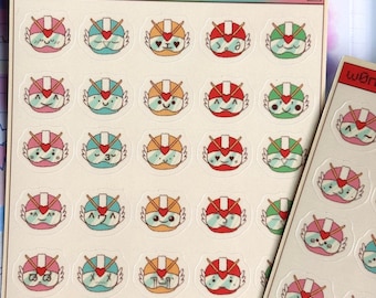 Kaomoji Sentai Emotion Stickers | Emoji Icon Stickers | FREE SHIPPING! | Weatherproof Glossy Planner Sticker Sheet | w0nkk0