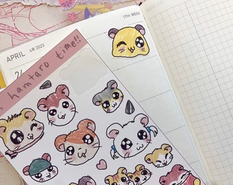 It's HAMHAM time!! Scribbles | Sticker Sheet | FREE SHIPPING! | Weatherproof Paper Planner Stickers | w0nkk0