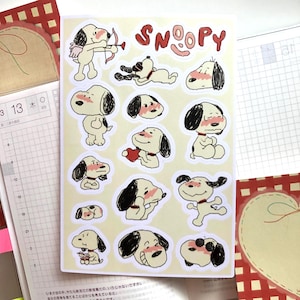 Beagle Valentine Sticker Sheet: Glossy Waterproof Y2K Planner Stickers