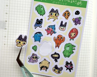 Tamagotchi Friends | Sticker Sheet | FREE SHIPPING! | Weatherproof Paper Planner Stickers | w0nkk0