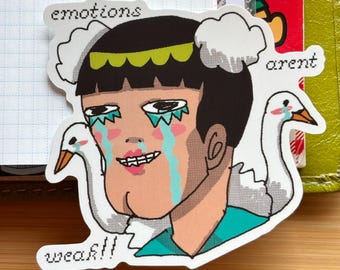 Naklejka winylowa z motywem anime: „emocje nie są słabe!!!”