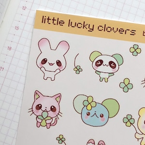 Heisei Retro Inspired Stickers Lucky Clovers | Kawaii Heisei Juminocore Fruitcore | Sticker Sheet | Deco Planner Stickers | w0nkk0