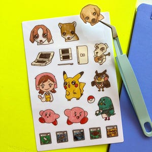 Lil'tendo Cuties: Clear Icon Planner Stickers, Weatherproof Sticker Sheet