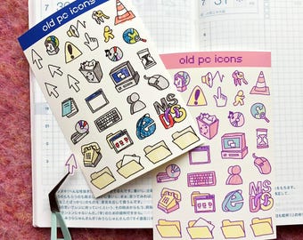 Y2K PC Icons Sticker Sheet: Webcore Planner Stickers