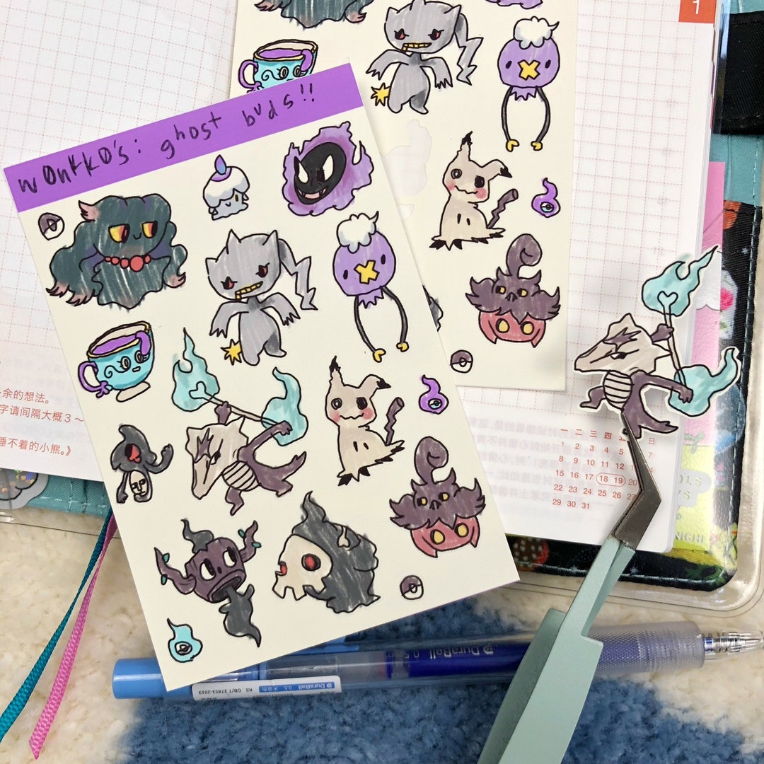 Pocket Type Sticker Pocket Pals, Ghost Type Sticker Sheet: Weatherproof Planner Stickers - Etsy