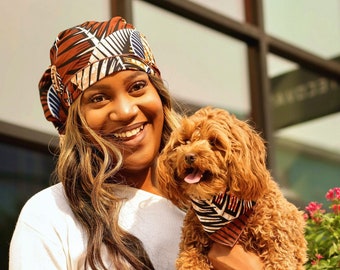 Gifts for Dog Lovers, Gifts for Dog Mom, Dog Bandanas, Matching Gifts for Dog Mom, Women's Headwrap, African Print Headwrap, Gifts under 50