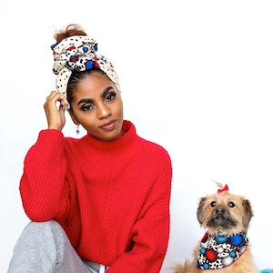 Turban Wax, African Print Headwrap, Red and Blue Headwrap, Christmas Gifts