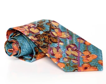Ankara Necktie, Wedding Necktie, Blue Necktie, Groomsmen Tie, Father’s Day Gifts, Blue and Orange Tie, Blue and Gold Tie