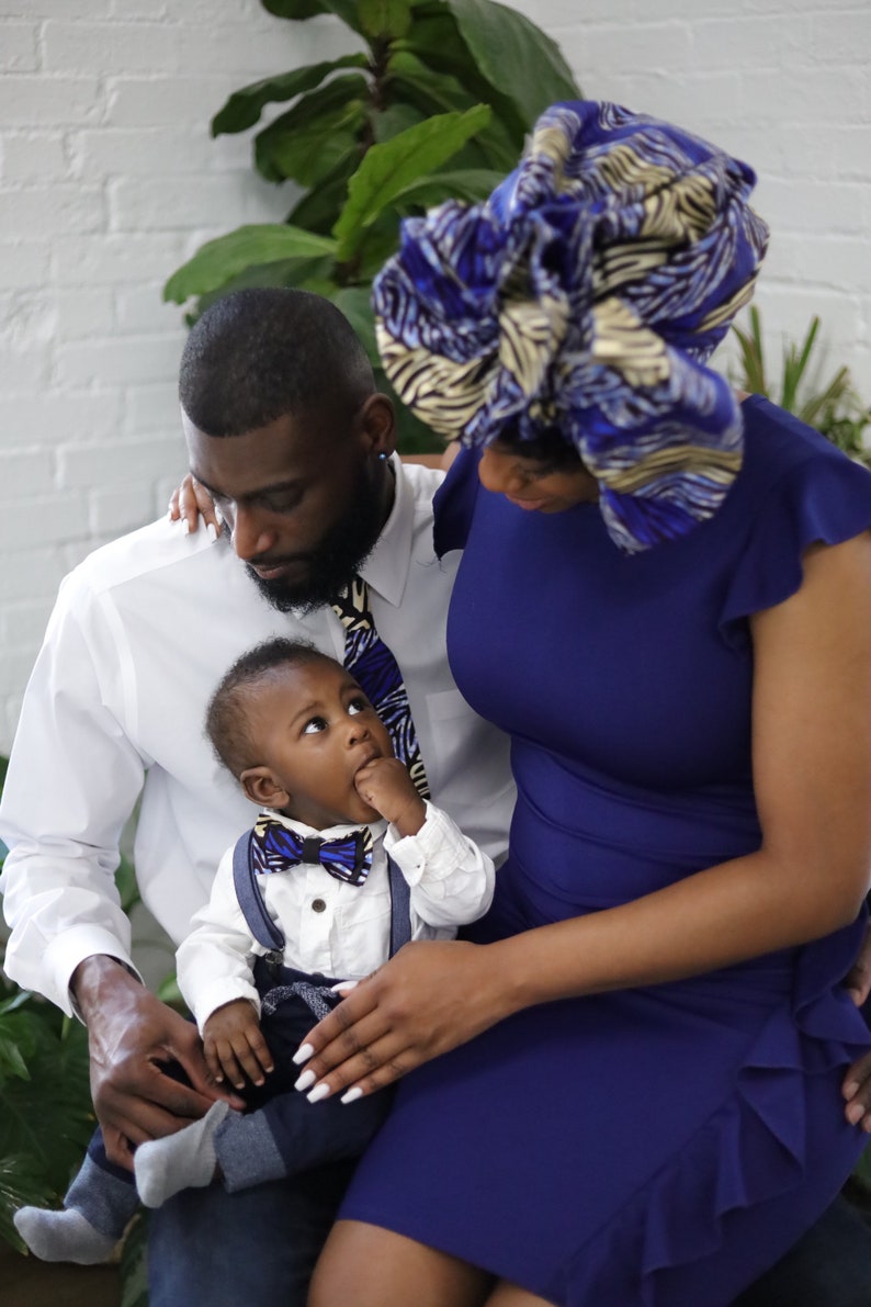 African Print Necktie, Mens Tie, Blue Tie, Wedding Tie, Mens Gifts image 2