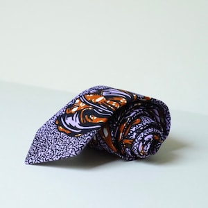 Necktie, Ankara Tie, Wedding Necktie, Purple Necktie, Men&#39;s Tie, Father&#39;s Day Gifts, Gift For Day, Gifts For Men, Brown Tie