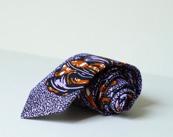 Necktie, Ankara Tie, Wedding Necktie, Purple Necktie, Men's Tie, Father's Day Gifts, Gift For Day, Gifts For Men, Brown Tie