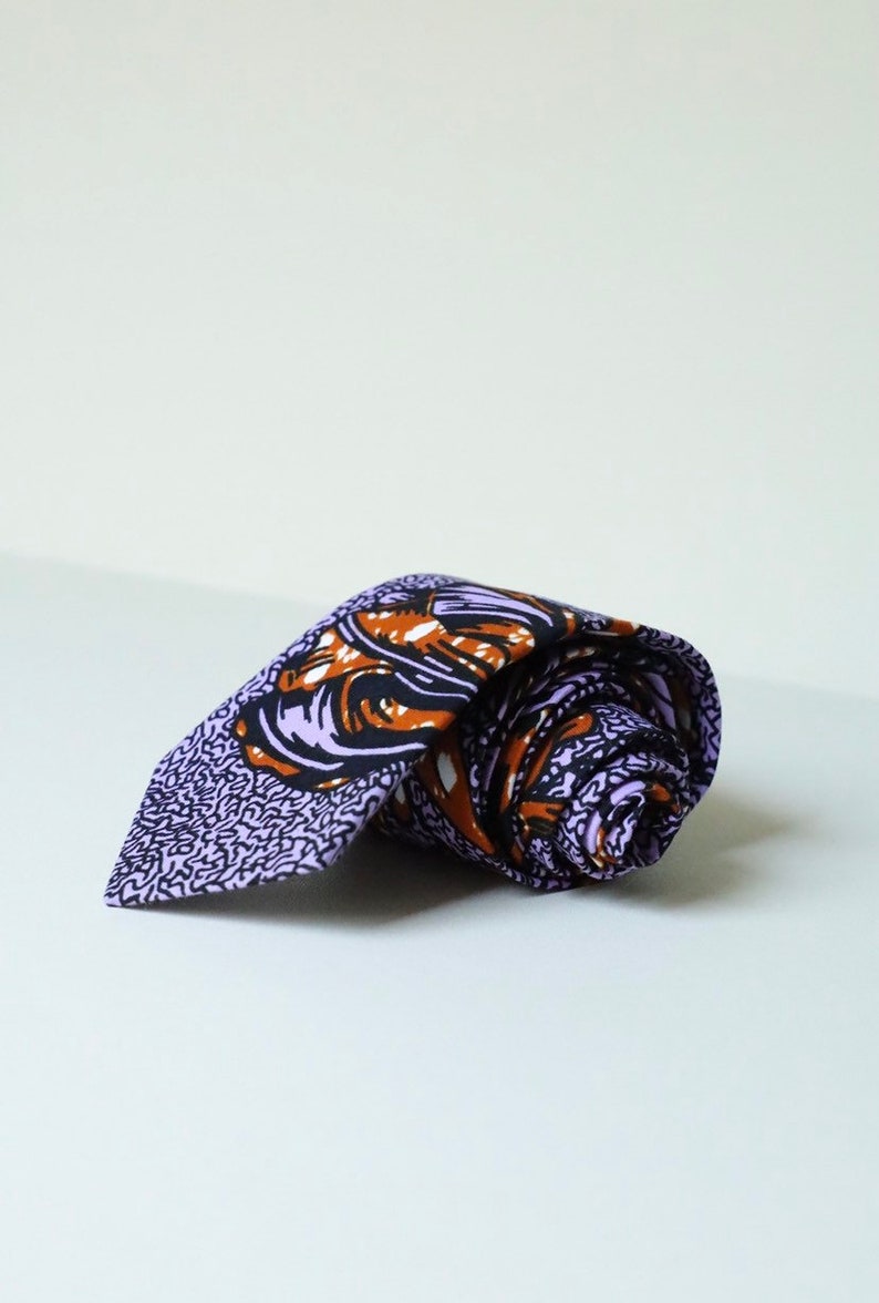 Necktie, Ankara Tie, Wedding Necktie, Purple Necktie, Men's Tie, Father's Day Gifts, Gift For Day, Gifts For Men, Brown Tie image 1
