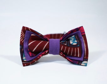 Ankara Print Bowtie, Pink and Purple Bowtie, Pre-Tied Bowtie