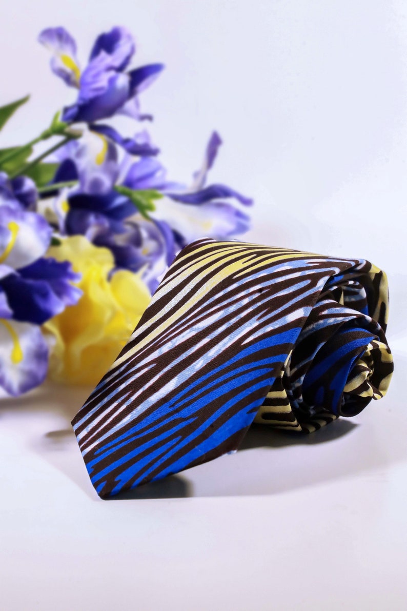 African Print Necktie, Mens Tie, Blue Tie, Wedding Tie, Mens Gifts image 3
