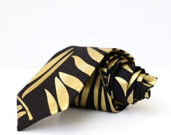 Ankara Necktie, Wedding Necktie, Black And Gold Necktie, Groomsmen, Father’s Day Gifts, Christmas Gifts, Holiday Gifts For Men, Men’s Gifts