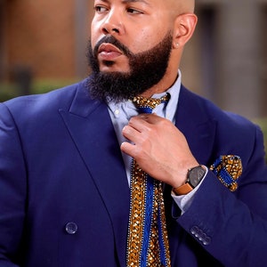 Ankara Necktie, Wedding Necktie, Blue Necktie, Groomsmen, Father’s Day Gifts