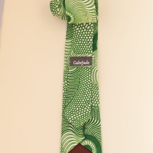 African Print Tie, Green Tie, Men's Tie, Ankara Tie, Wedding Tie, Groom's Necktie, Groomsmen's Tie, Gifts for Men, Pocket Square, Fall Tie image 5