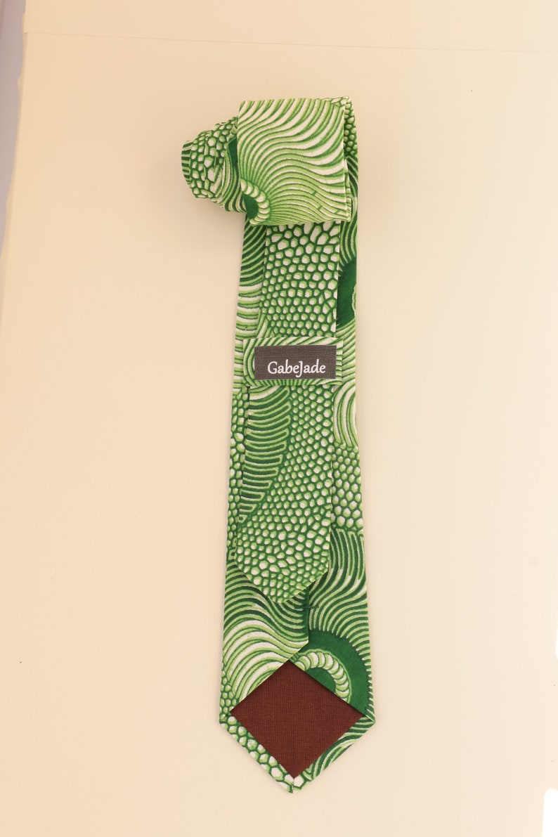 African Print Tie, Green Tie, Men's Tie, Ankara Tie, Wedding Tie, Groom's Necktie, Groomsmen's Tie, Gifts for Men, Pocket Square, Fall Tie image 5