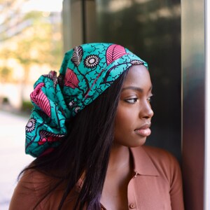 African Print Headwrap / Headscarf - Bright Ankara Cotton, Self-Tie (72x20 Inches)