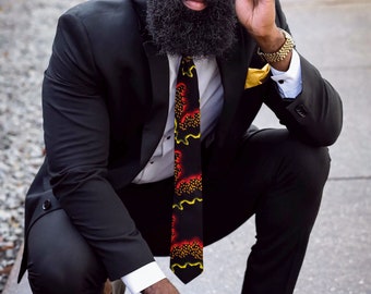 African Print  Necktie, Ties For Men, Black Tie, Wedding Tie, Gifts for Men