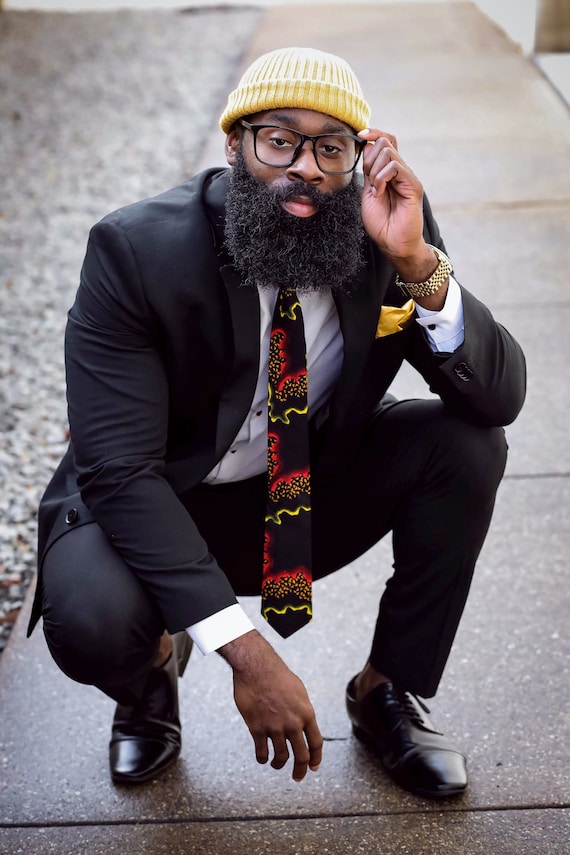 African Print Necktie Ties For Men Black Tie Wedding Tie | Etsy