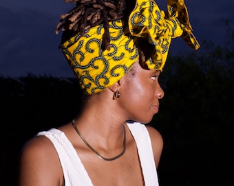Turban Wax, African Fabric Headwrap, Women's Headwrap, Yellow Headwrap, Headscarves For Him and Her, Gifts For Women, Birthday Gifts