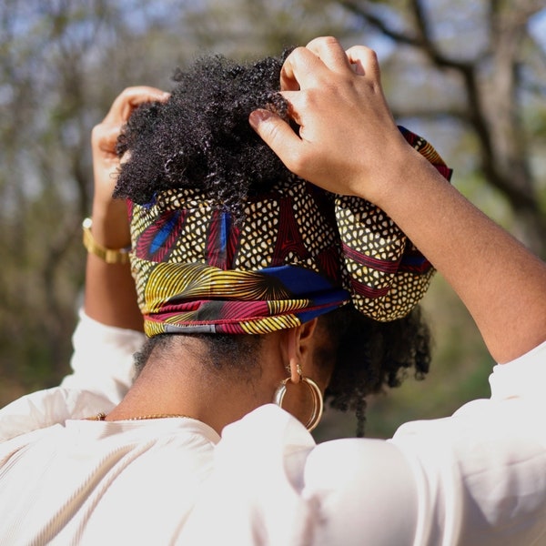 Ankara Headwrap, Turban wax, Turban Wax, Hair Accessories, Red Headwrap, Christmas Gifts for Her