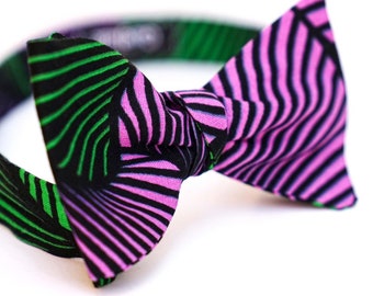 African Print Bowtie, Purple and Green Bowtie, Wedding Bowtie, Men’s Bowtie, Self-Tie Bowtie, Christmas Gifts, Mens Gifts, Wax Print