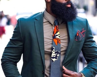 Ankara Necktie, Wedding Necktie, Orange Necktie, Groomsmen, Father’s Day Gifts