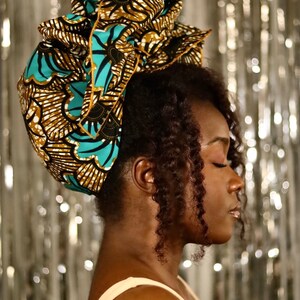 Turban Wax, Women’s Headwrap, Ankara Headwrap, Turban, Green and Brown Headwrap