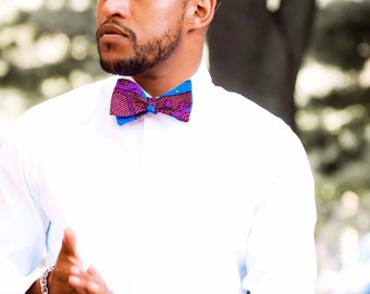 Ankara Bowtie, Wedding Bowtie, Purple Bowtie, Men's Bowtie