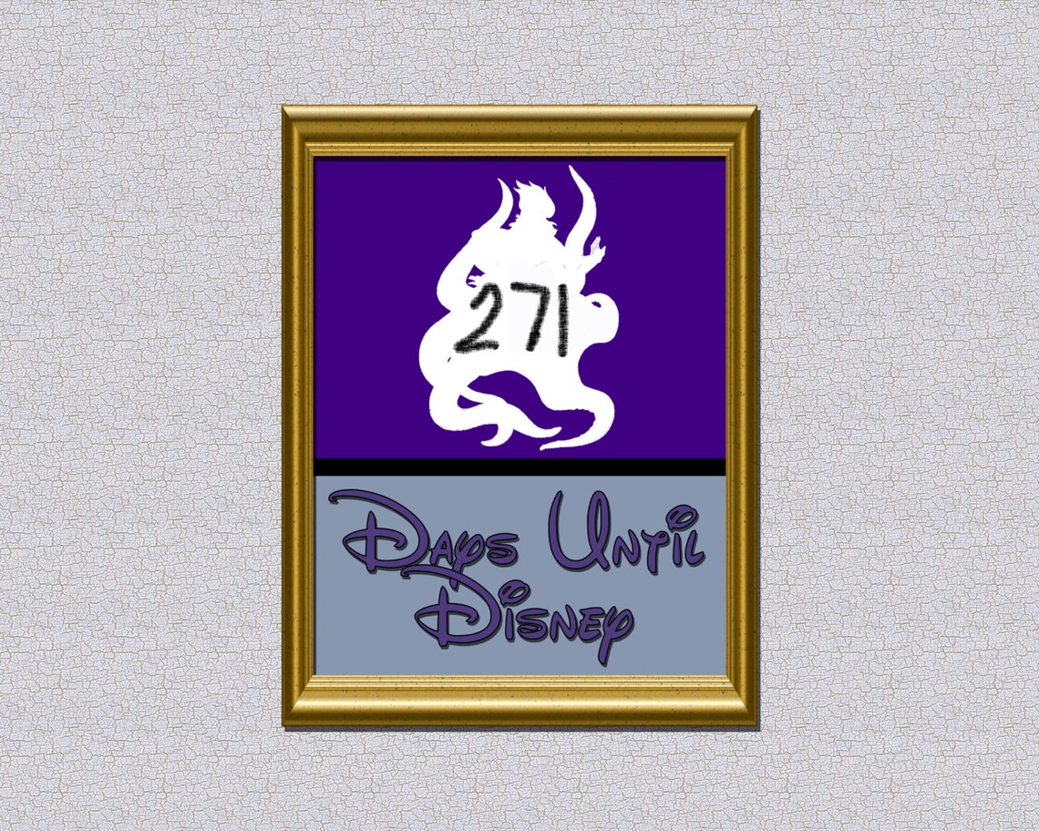 Ursula Disney Trip Countdown Calendar Download 8x10 Dry Erase Etsy