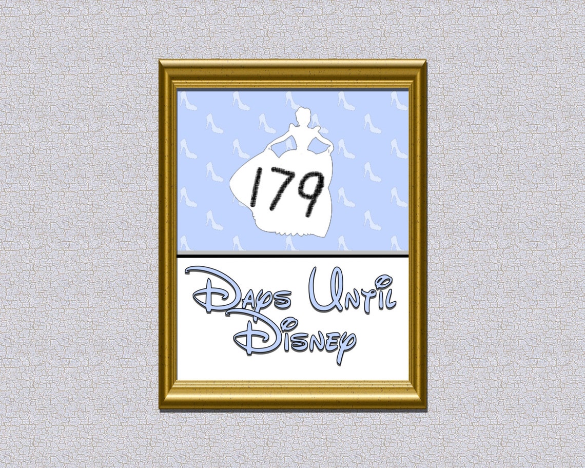 Cinderella Disney Trip Countdown Calendar Download 8x10 Etsy