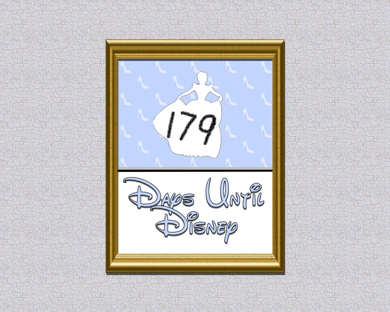 Cinderella Disney Trip Countdown Calendar Download 8x10 Etsy