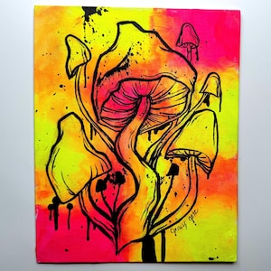 Inky Mushrooms Painting warm version