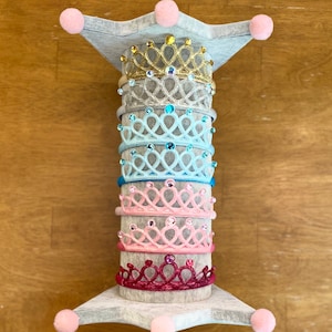 Glittery princess crown headband with glittery crowns and glittery ribbons