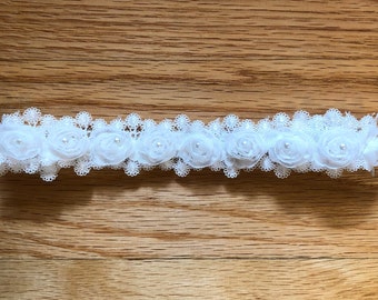 Lace flower headband,wedding hair piece,Communion headband,Christening Headband,Baptism Headband,flower girl, lace crochet headband